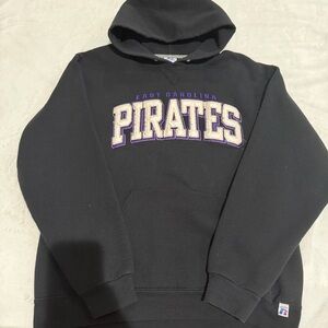 Vintage Russell Athletic Black ECU Pirates Hoodie